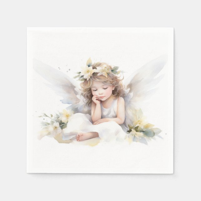 Watercolor Angel Girl  Napkin (Front)