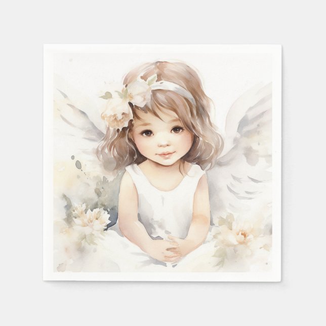 Watercolor Angel Girl  Napkin (Front)