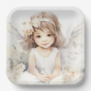 Watercolor Angel Girl  Paper Plate