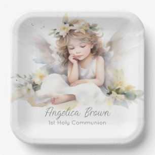 Watercolor Angel Girl  Paper Plate