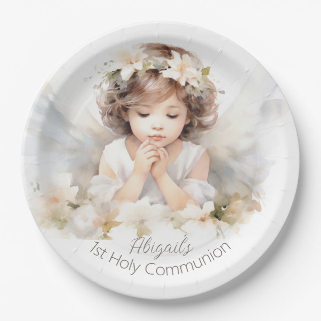 Watercolor Angel Girl  Paper Plate (Front)