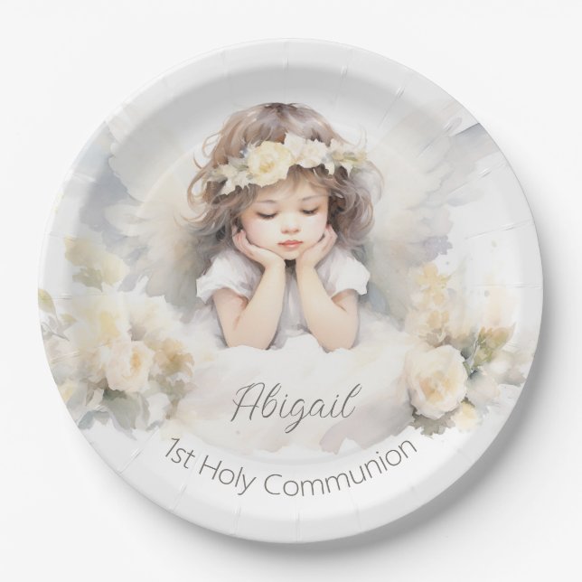 Watercolor Angel Girl  Paper Plate (Front)