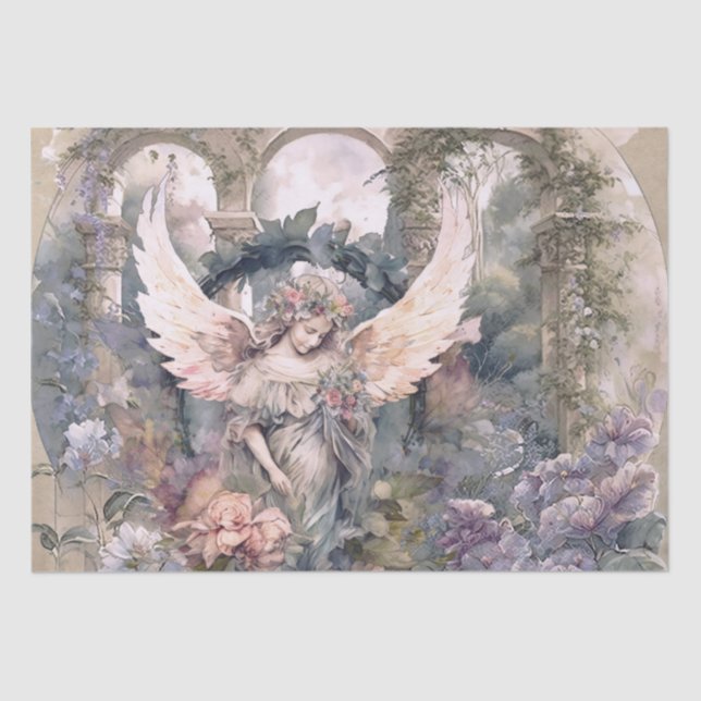 Watercolor Angel In Garden Tissue Paper (Front)