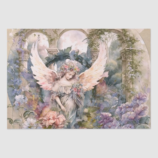 Watercolor Angel In Garden Tissue Paper (Front)