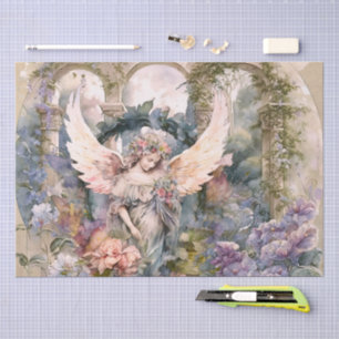Watercolor Angel In Garden Tissue Paper