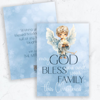 Watercolor Angel Non-Photo Religious Christmas Holiday Card