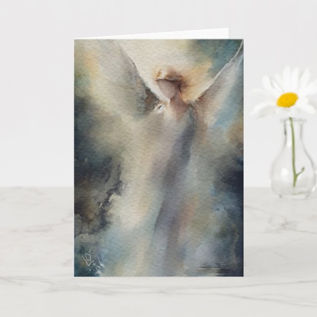 Watercolor Angel Postcard: Scripture-Inspired Bles Card (Small Plant)