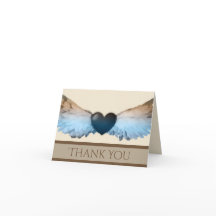 Watercolor Angel Wings & Heart Thank You Note Card