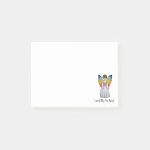 Watercolor Angel With Rainbow Wings Reading A Book Post-it Notes