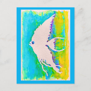 WATERCOLOR ANGELFISH SILHOUETTE POSTCARD
