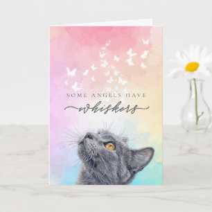 Watercolor Angels Whiskers Gray Cat Loss Sympathy Card