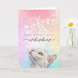 Watercolor Angels Whiskers White Cat Loss Sympathy Card