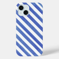 Watercolor Angled Blue and White Stripes