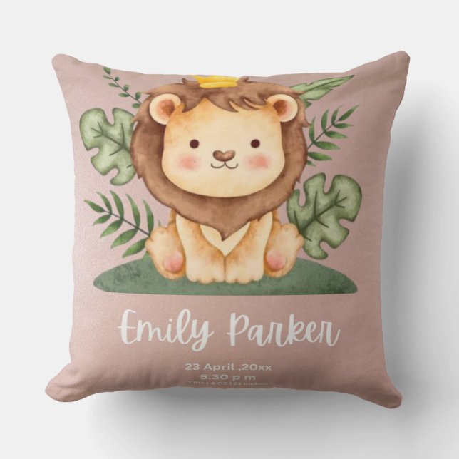Watercolor animal cute safari lion cushion (Front)
