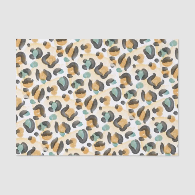 Watercolor Animal Leopard Print Tissue Paper (Front)