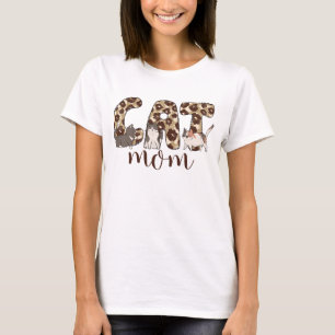 WATERCOLOR ANIMAL PRINT CAT MOM T-Shirt