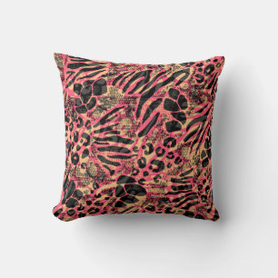 Watercolor Animal Safari Print Cushion