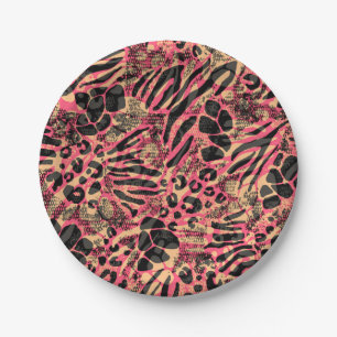 Watercolor Animal Safari Print Paper Plate