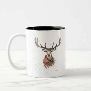 Watercolor animal Stag Deer modern Two-Tone Coffee Mug