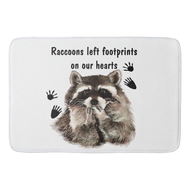 Watercolor Animal with cute saying Raccoons Bath Mat (Front)