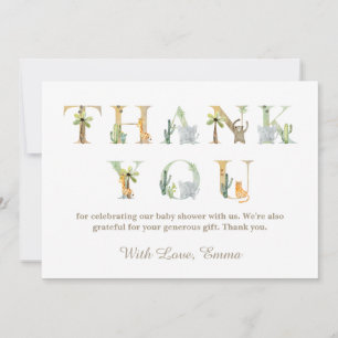 Watercolor Animals Baby Shower Thank you card