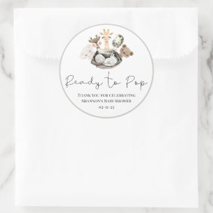 Watercolor Animals Faux Modern Gold Baby Shower Classic Round Sticker