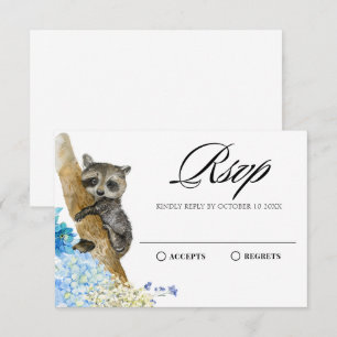 Watercolor Animals Floral wildlife  RSVP Card
