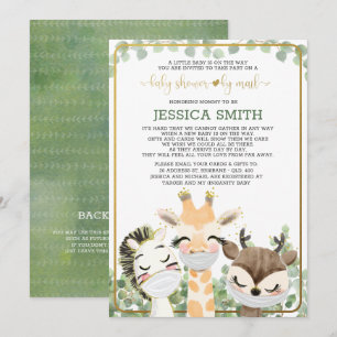 Watercolor Animals In Masks Baby Shower By Mail Invitation