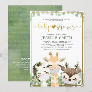Watercolor Animals in Masks Baby Shower Invitation
