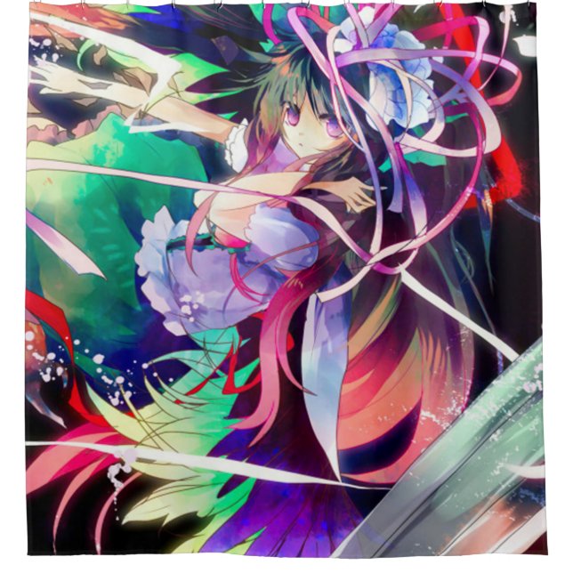 Watercolor Anime Faerie Girl Shower Curtain (Front)