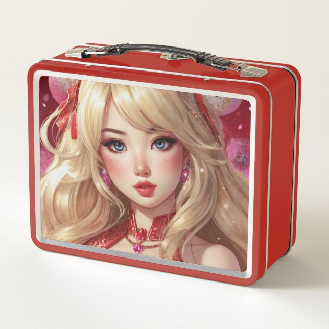 Watercolor Anime Metal Lunchbox (Back)