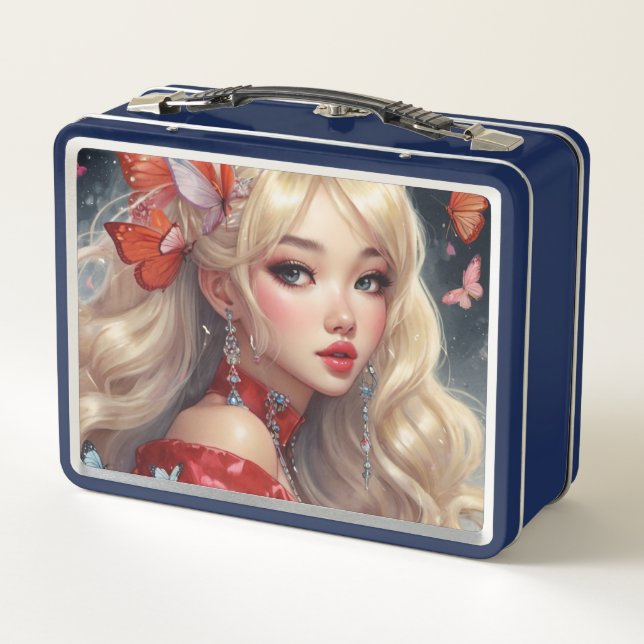 Watercolor Anime Metal Lunchbox (Back)