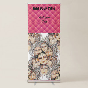 Watercolor Anime Pop Art Partying Girls Retractable Banner