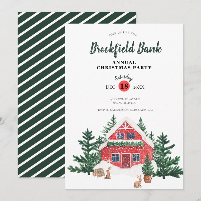 Watercolor Annual Christmas Party Invitation  (Front/Back)