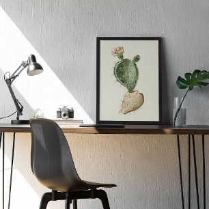Watercolor Antique Botanical Cactus Print Poster