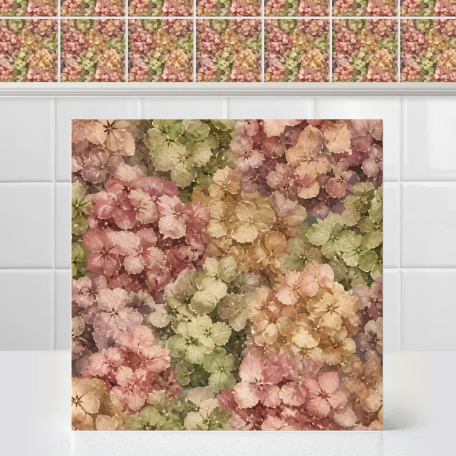 Watercolor Antique Hydrangea Bloom Floral Pattern Tile (Vintage Painting Watercolor Antique Hydrangea Bloom Floral Pattern Ceramic Tile)