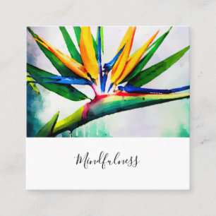 *~* Watercolor AP10 Flower Bird of Paradise QR 23 Square Business Card