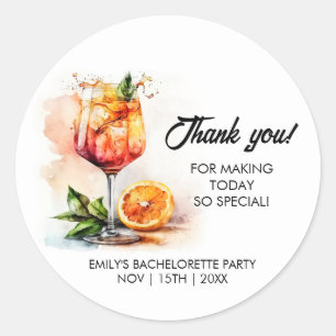 Watercolor Aperol Spritz Bachelorette Party Classic Round Sticker