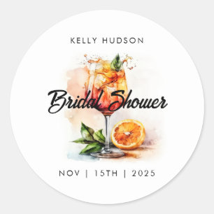 Watercolor Aperol Spritz Bridal Shower Classic Round Sticker