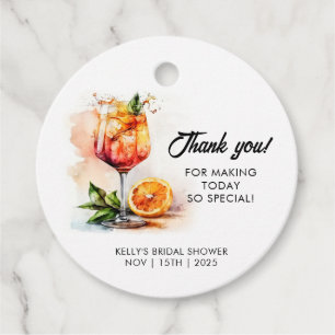 Watercolor Aperol Spritz Bridal Shower Favour Tags