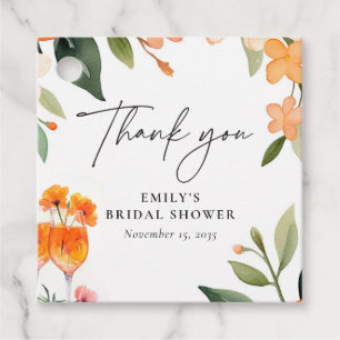 Watercolor Aperol Spritz Bridal Shower Favour Tags