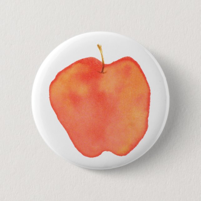 Watercolor Apple 6 Cm Round Badge (Front)