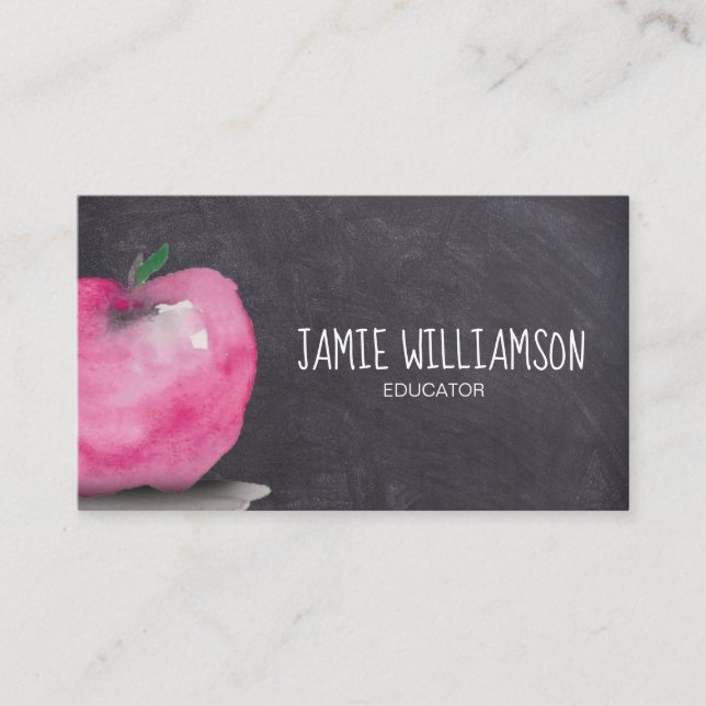 Watercolor APPLE art educator teacher Business Card (Front)