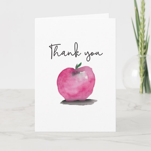 Watercolor apple art Thank you teacher Card (Front)