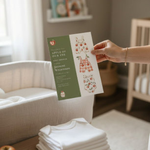 Watercolor Apple Baby Shower Green and Red Outfit Invitation