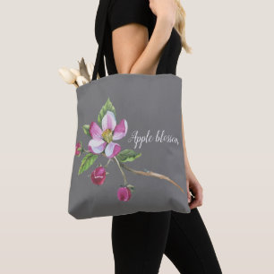Watercolor Apple Blossom Botanical Tote Bag