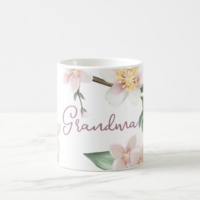 Watercolor Apple Blossoms Grandma Coffee Mug (Center)