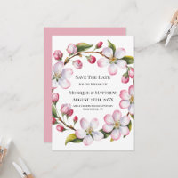 Watercolor Apple Cherry Blossom Save the Date