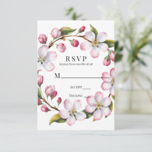 Watercolor Apple Cherry Blossom Wedding RSVP Card