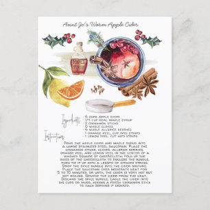 Watercolor Apple Cider Recipe   Holiday Card